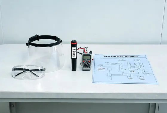 Safety glasses during panel testing